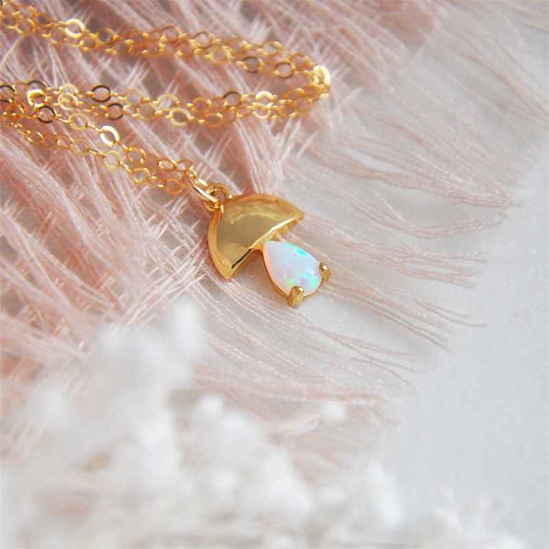 Set di collana e orecchini con ciondolo a forma di fungo in opale da donna, pezzo chic bohémien con ciondolo in pietra naturale, catena regolabile_voghion.com