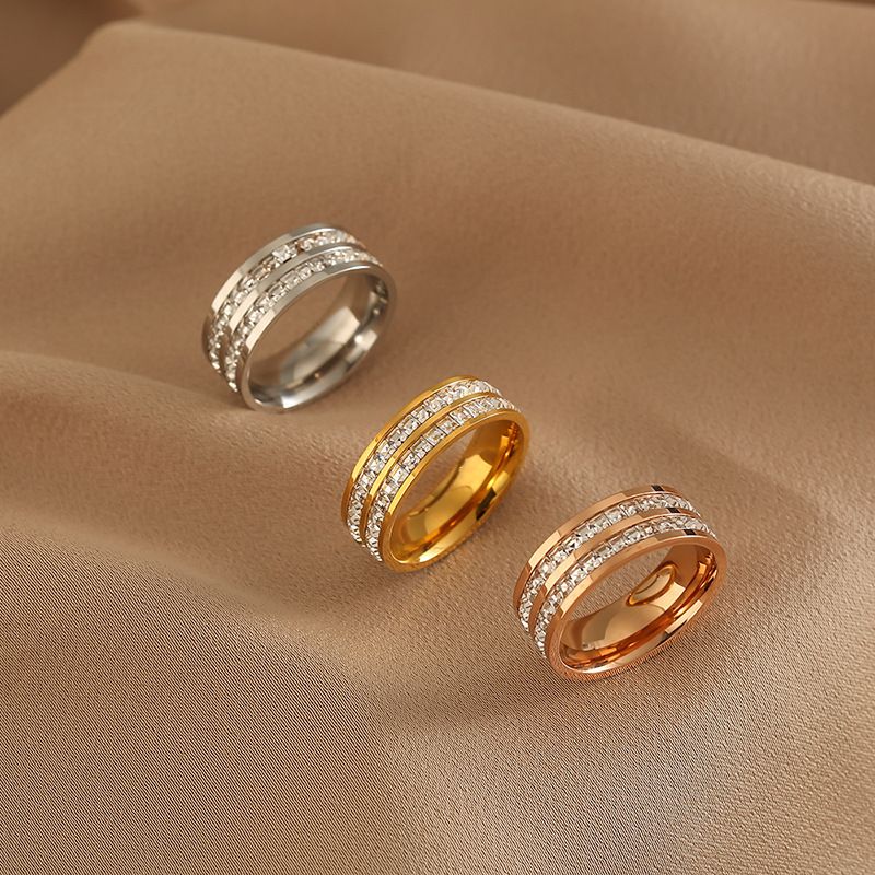 Koreanische Version High-End-Leichter Edelstahlschmuck für Frauen Sternenhimmel-Design Zweireihig Volldiamanten eingelegt_voghion.com