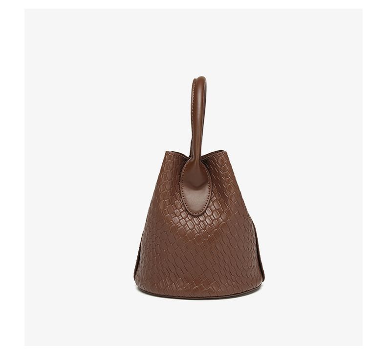 Borsa a secchiello da donna, borsa a secchiello in morbida pelle intrecciata a grana pressata di alta qualità, borsa a tracolla da donna, a mano e a spalla_voghion.com