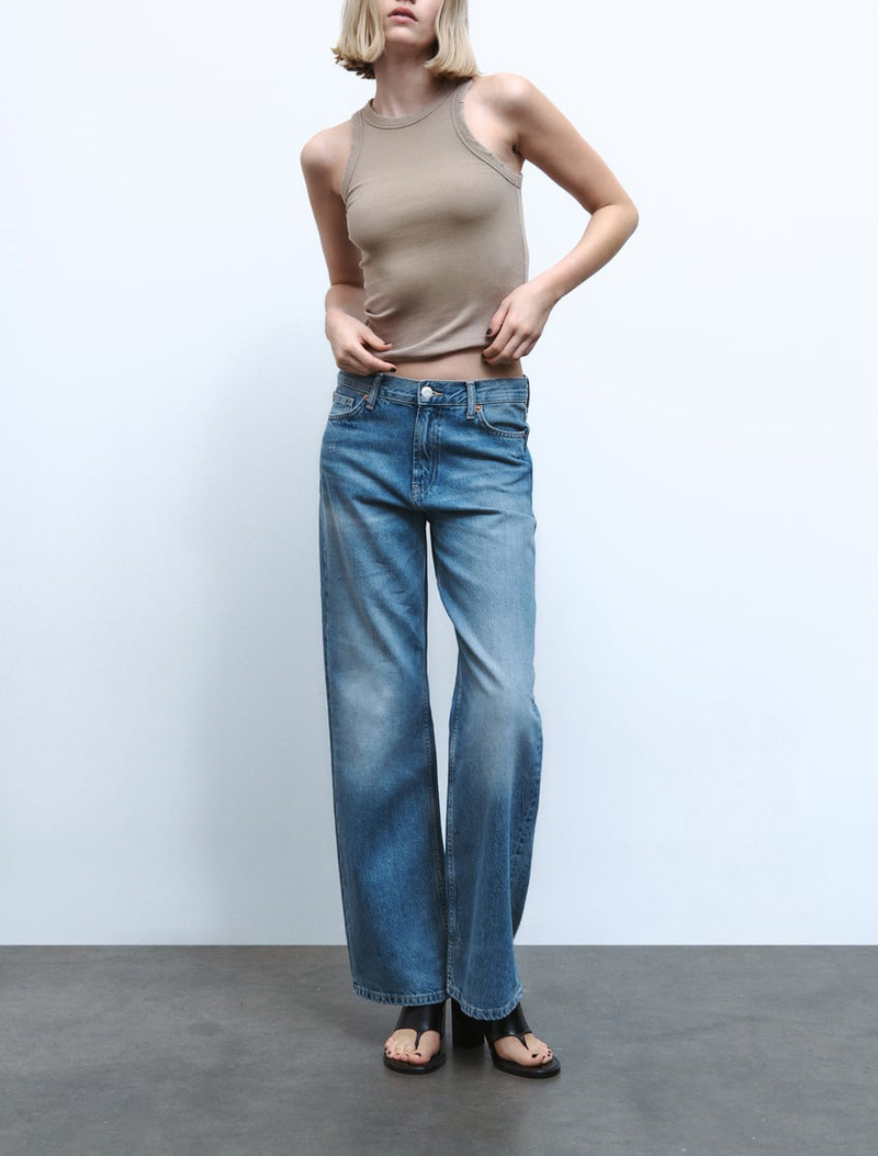 T-shirt a coste lavate con bretelle basic stile abbigliamento da donna_voghion.com
