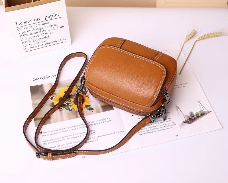 Borsa a tracolla piccola rotonda in vera pelle da donna, stile coreano, versatile, con strato superiore in pelle bovina, modello 2025_voghion.com