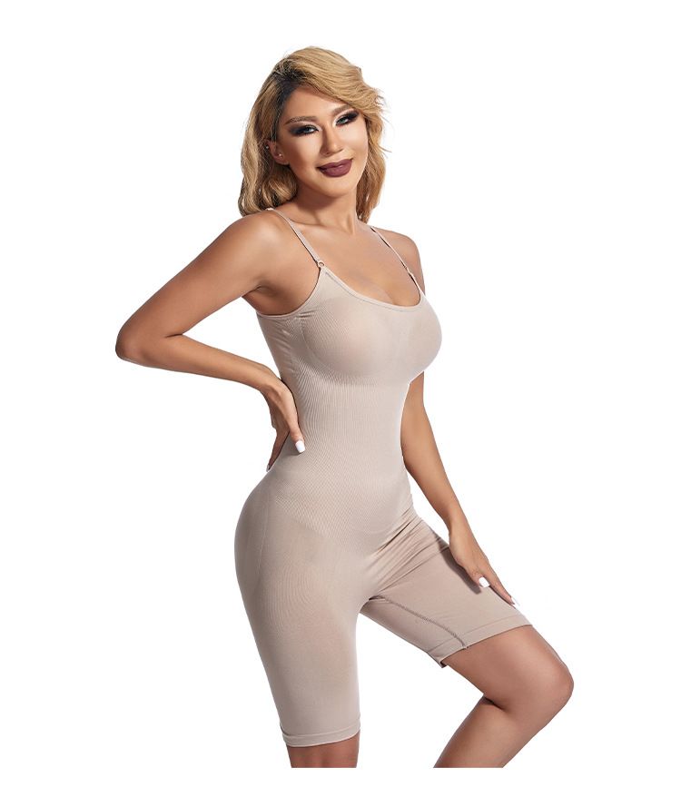 Plus Size One-Piece Boxer Tight-Fitting Five-Point Crotchless Pants Tummy Control Shapewear Camisole Postpartum Slimming_voghion.com