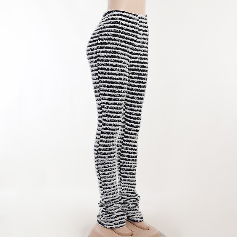 Dameskleding Gebreide Gestreepte Sexy Slanke Broek Kinder Lente Mode Hoge Taille Heup Lifting Hot Girl Casual Broek_voghion.com