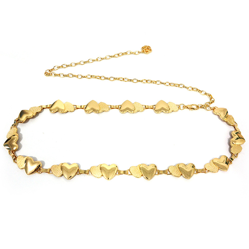 Minimalist And Versatile Design, Circular Sheet Shaped Heart Iron Decorative Waist Chain, Women's Dress Chain_voghion.com