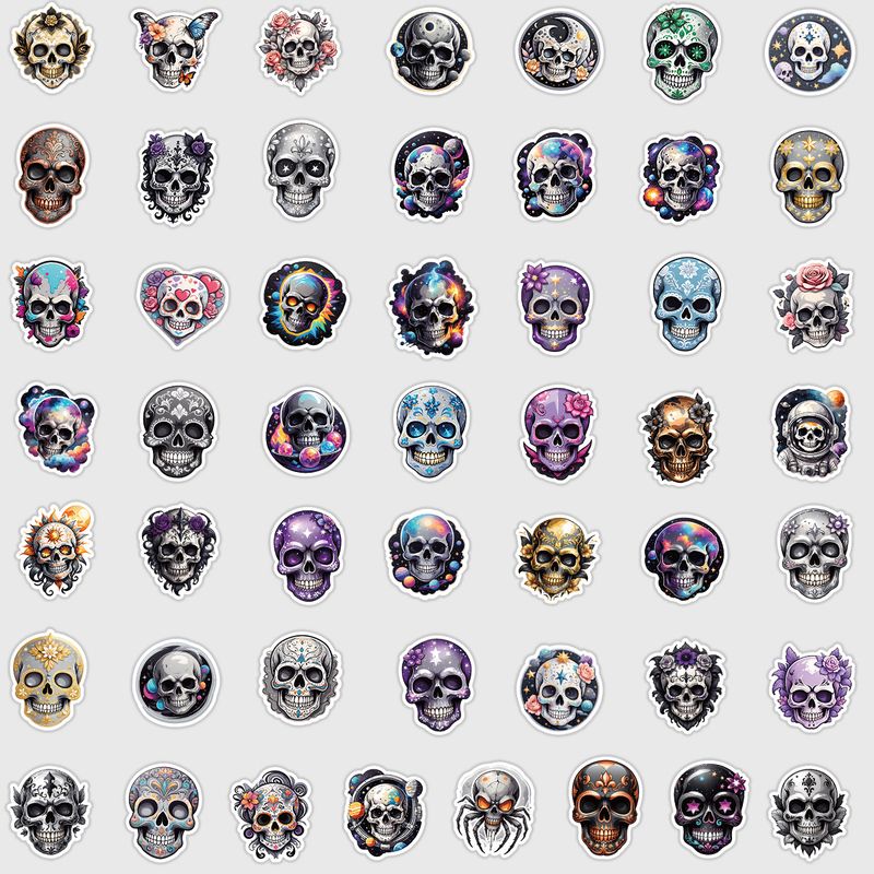 Adesivos 50 Adesivos de Grafite de Caveira de Halloween Estilo Nórdico Copo de Água Bagagem Skate Adesivos Decorativos À Prova D'água_voghion.com