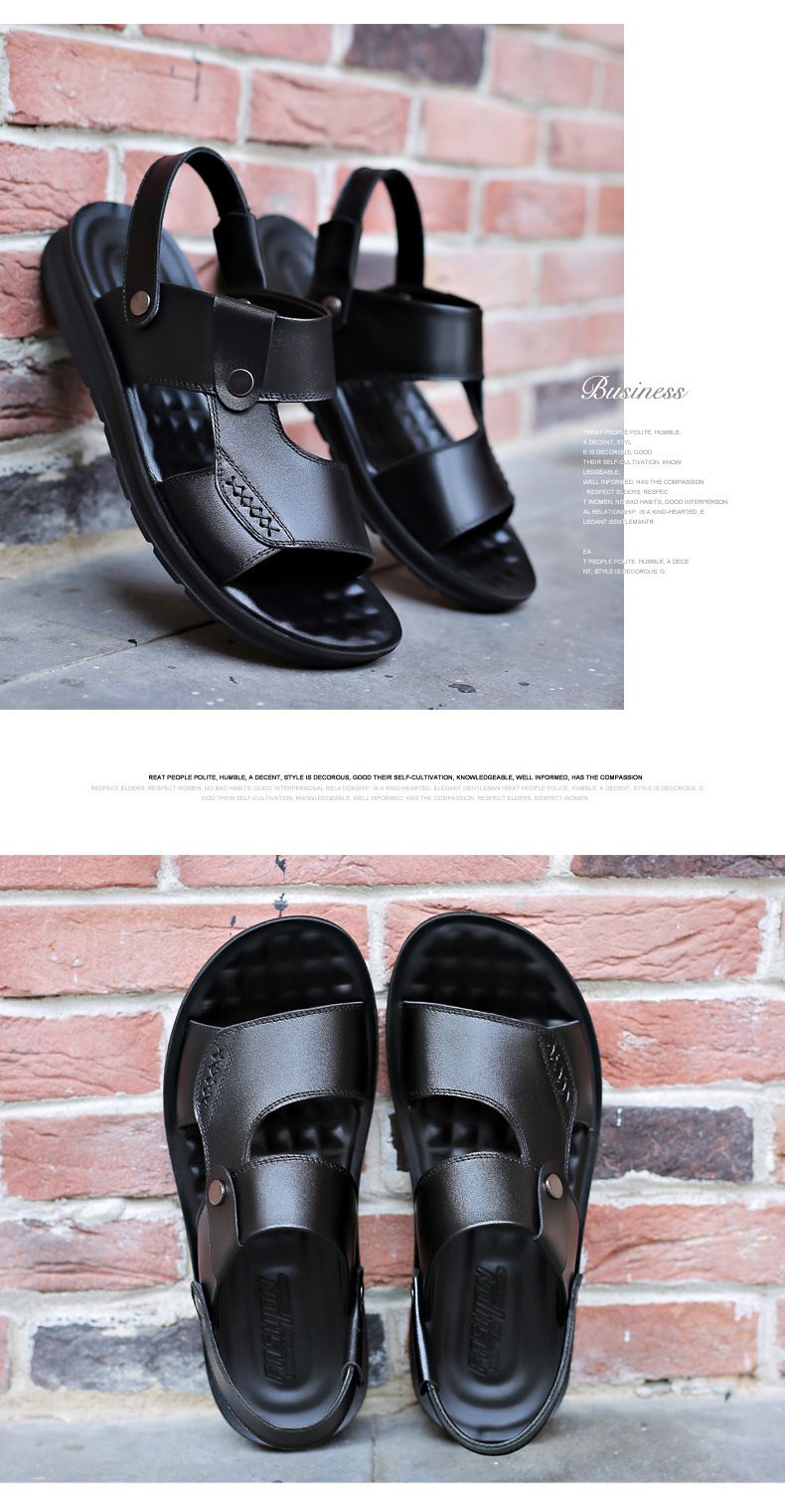 Echt Lieder Sandalen Männer 2024 nei Summer Fräizäit Duebelbenotzung Papp mëll Sohle Baussenkleeder Strandleder Sandalen_voghion.com