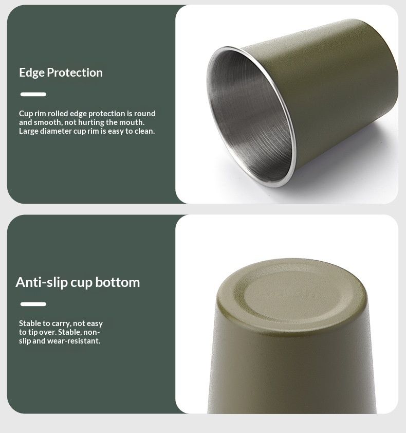 QFV50704555550<== Outdoor 304 Stainless Steel Camping Portable Beer Beverage Water Lightweight Cup Foldable Storage Set_voghion.com