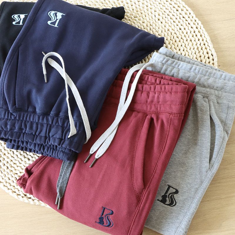 Herrenbekleidung Jogginghose aus reiner Baumwolle mit Kordelzug, gestrickt, gewaschene Frottee-Baumwolle, Frühlings- und Herbststil, sportliche Freizeithose, vielseitiger Trend für Herren_voghion.com