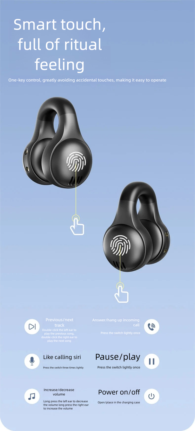 Wireless Headphones Bluetooth Headset With Mic Handsfree Noise Canceling Earphones Clip Ear Music Sports Gaming Earplug_voghion.com