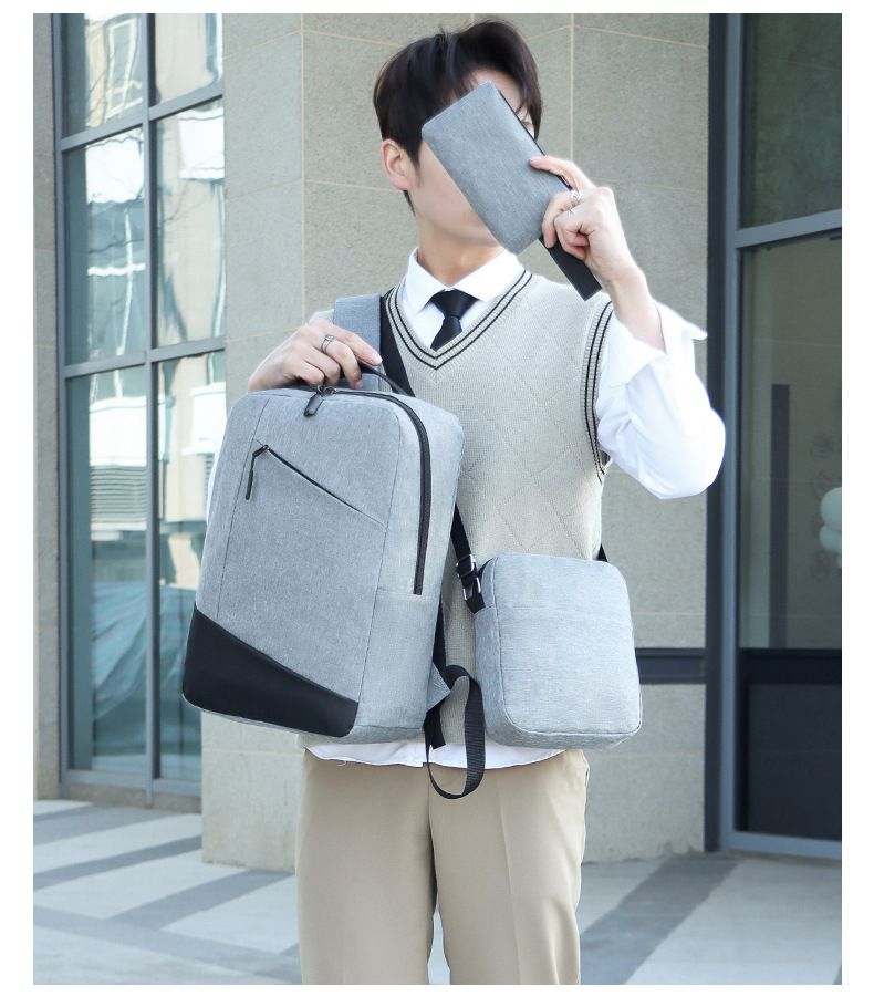 Multifunctional 3-Piece Backpack Set For School & Travel - Water-Resistant Oxford Fabric, Ergonomic Shoulder Straps, Fits 15" Laptop, Unisex Design_voghion.com