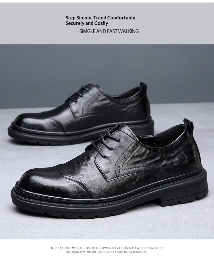 Voyage Business Formal British Round Toe Derby Genuine Leather Casual Lace-up Men's Breathable Groom Wedding Shoes Men_voghion.com