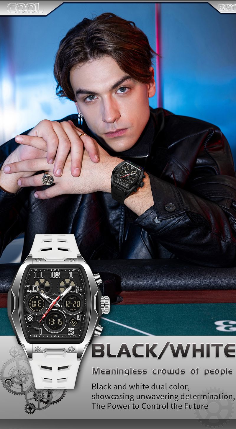 SANDA madingas vyriškas elektroninis laikrodis, sportinis daugiafunkcis vandeniui atsparus LED naktinės šviesos vyriškas elektroninis laikrodis_voghion.com