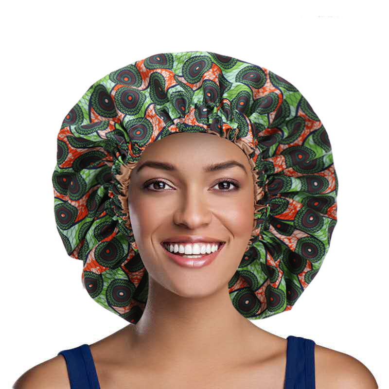 Women's Hats style fashionable printed elastic nightcaps, women's oversized hats, double-layer elastic bonnet_voghion.com