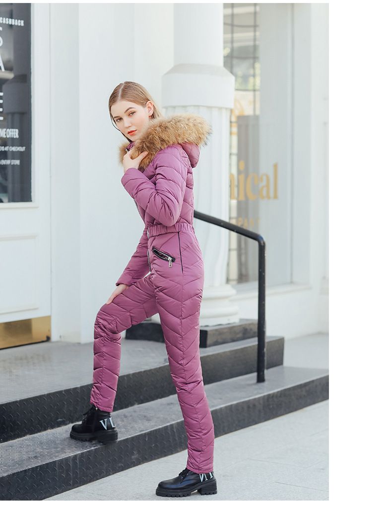 Women’s Long Puffer Coat With Detachable Faux Fur Hood – Slim Fit Winter Ski Jacket (Pink, Black, Wine Red, Blue, M-XXL)_voghion.com
