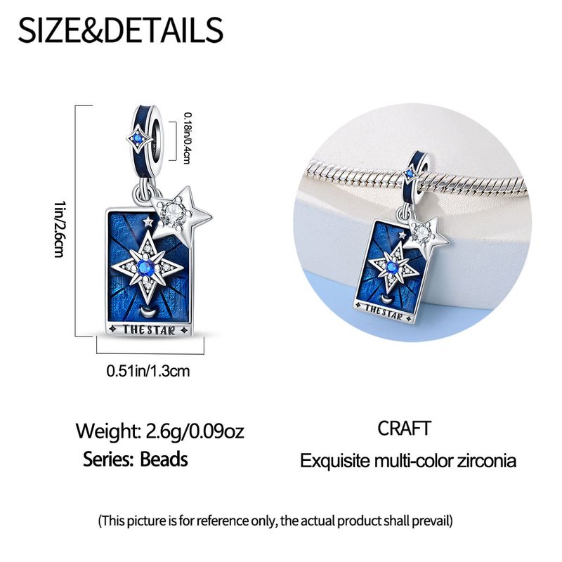 Gioielli da donna, ciondolo a forma di stella dei tarocchi, luna e clessidra, perline fai da te, accessori per gioielli, bracciale in argento placcato in rame_voghion.com