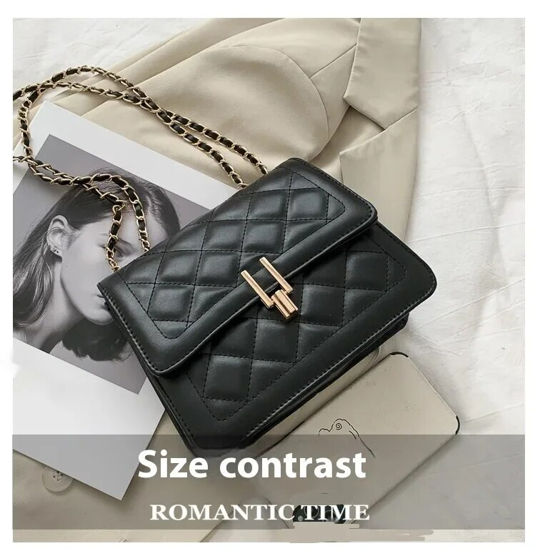 2024 Nuova tendenza Moda Casual Versatile Catena Lingge Borsa a tracolla Piccola borsa quadrata per donna_voghion.com