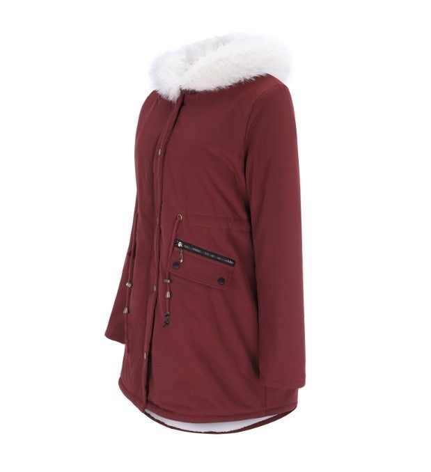 Parka invernale da donna con cappuccio in pelliccia sintetica – Cappotto oversize foderato in pile, coulisse in vita e chiusura con cerniera (S-5XL, 5 colori)_voghion.com