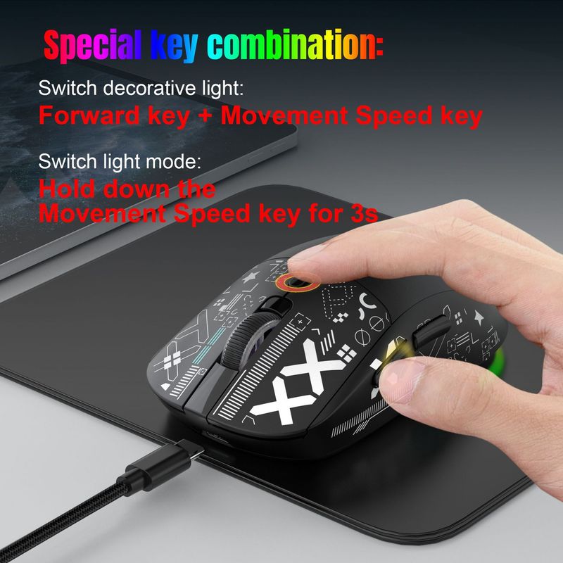 New Three-mode Wired 2.4G Bluetooth RGB Illuminated 650mah Wireless Gaming Mouse_voghion.com