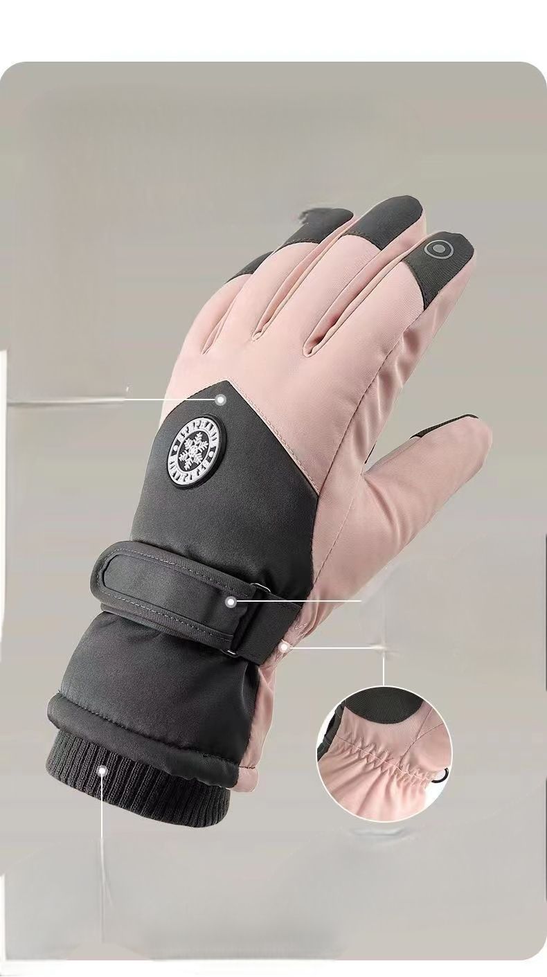 Luvas de ciclismo ao ar livre, à prova de vento, forradas com lã, quentes, resistentes à água e com tela sensível ao toque, para esqui, para homens e mulheres_voghion.com