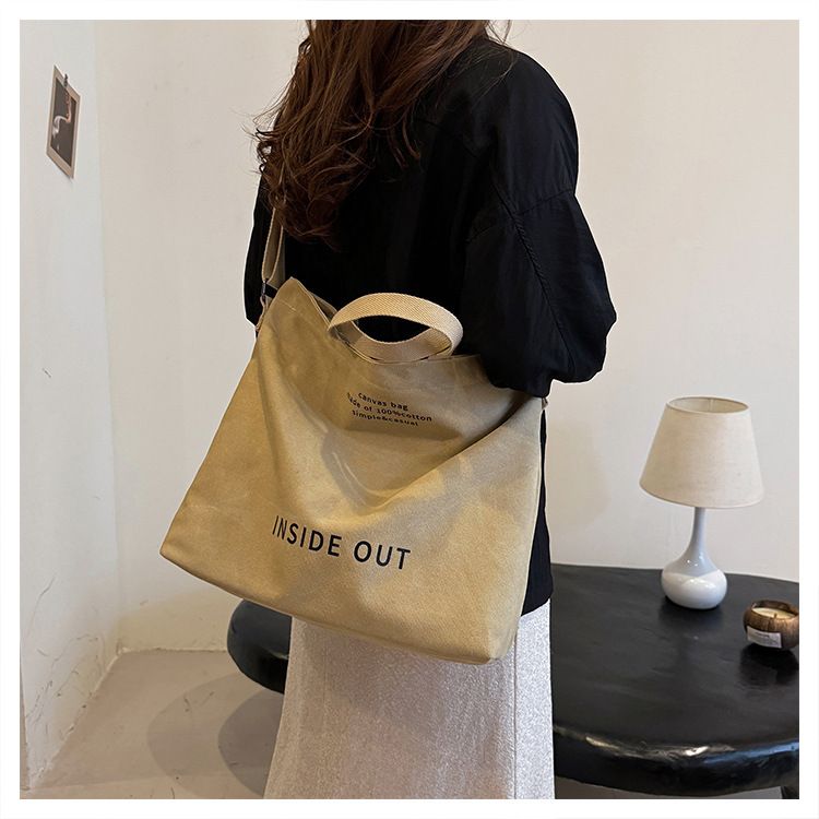 Canvas Shoulder Bag Crossbody Bag Large Capacity School Bag Retro Handbag Shoulder Backpack_voghion.com