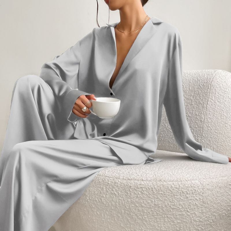 Women's solid color coat pantsuit_voghion.com