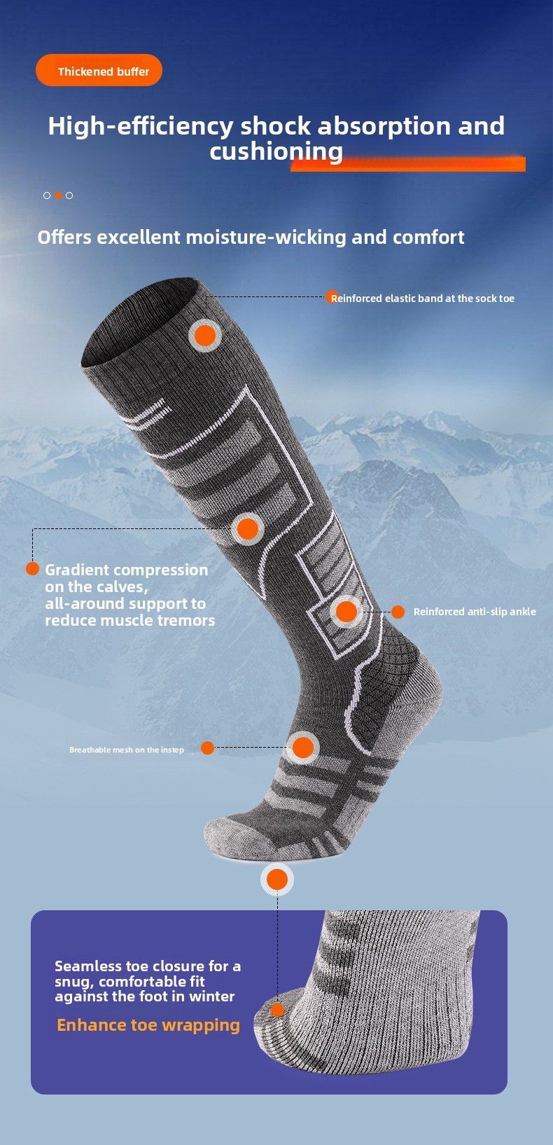 Autumn Winter Thickened Thermal Quick-Dry Merino Wool Long Tube Snow Non-Slip Wear-Resistant Ski Socks_voghion.com