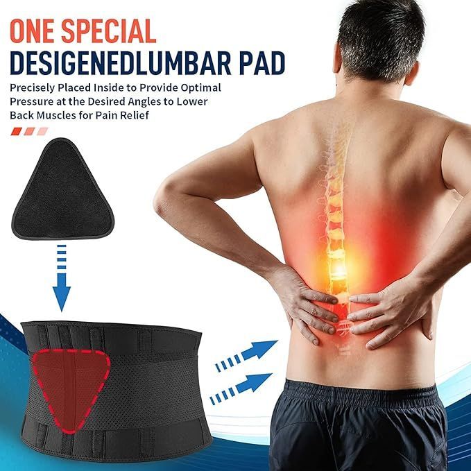 Back Brace Support Belt-Lumbar Support Back Brace For Back Pain, Sciatica, Scoliosis, Herniated Disc Adjustable Support Straps-Lower Back Brace With Removable Lumbar Pad For Men & Women_voghion.com