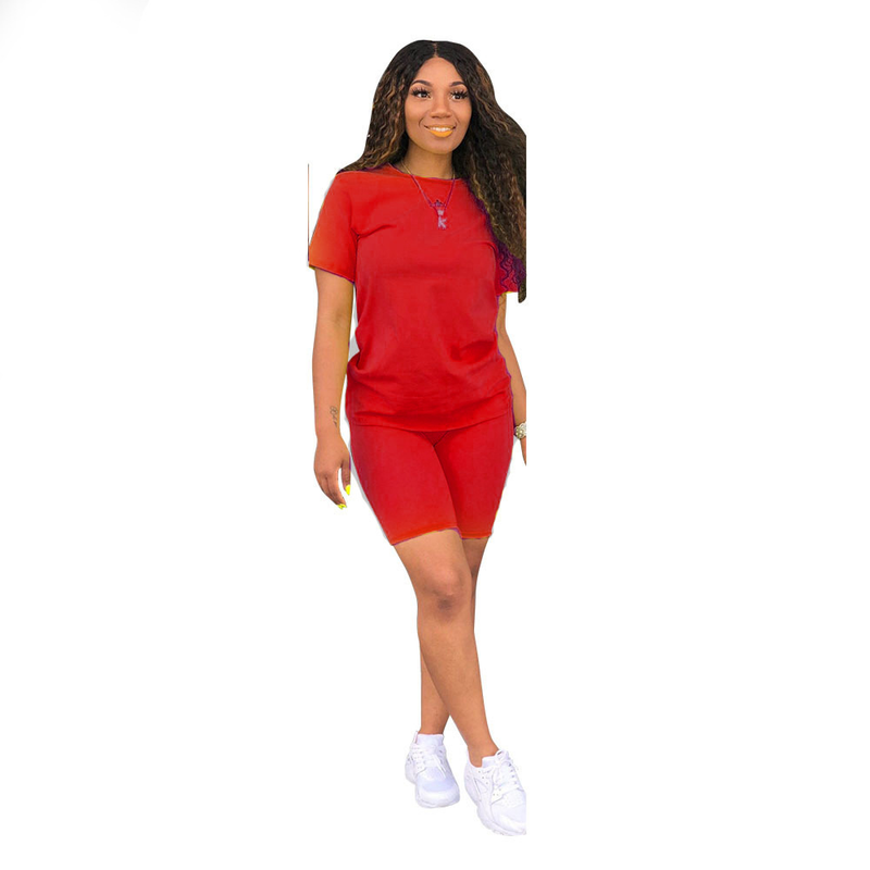 Women's popular solid color sports suit hot sale simple and fresh 2-piece set_voghion.com