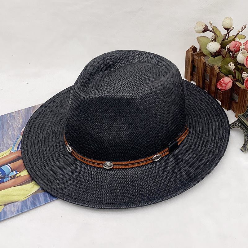 nuovo cappello da spiaggia parasole da uomo e da donna estivo da viaggio protezione solare cappello da cowboy occidentale cappello di paglia_voghion.com