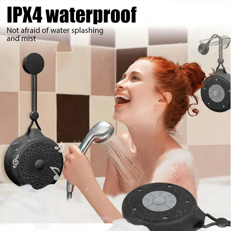Enceintes de douche Bluetooth universelles sans fil, étanches, rechargeables par USB, avec cordon et ventouse, pour salle de bain et sport_voghion.com