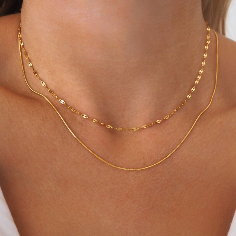 Simple personality gold plated stainless steel necklace ins style multi layer necklace niche clavicle necklace_voghion.com
