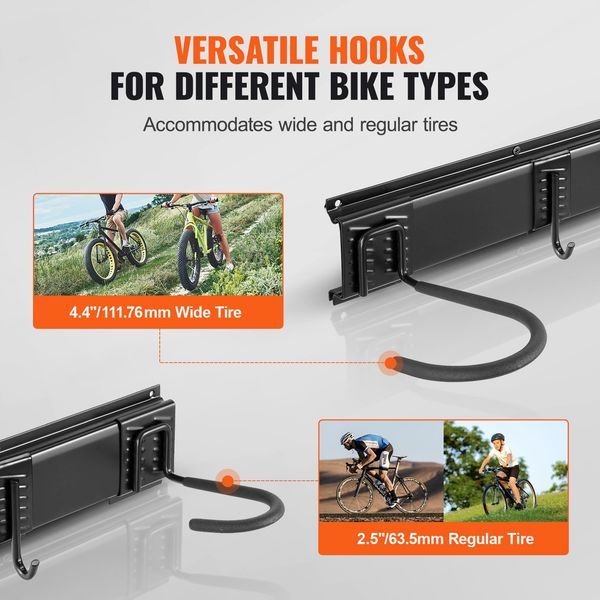 Bike Storage Rack, 6 Bike Racks And 6 Helmets Hooks, Wall Mount Bike Storage Hanger, Home & Garage Organizer, Customizable For Various Bike Siz_voghion.com