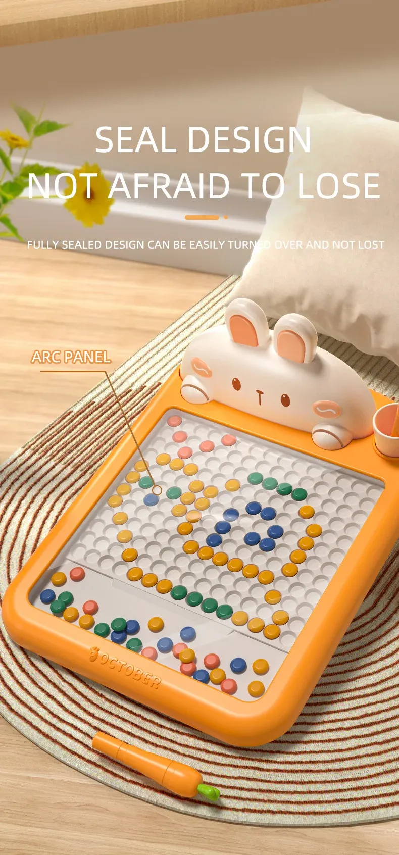 Rabbit Magnetic Drawing Board Children Magnetic Beads Pen Control Graffiti Board Paiting Teaching Tool Montessori Toy K_voghion.com
