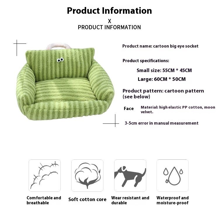 Internet celebrity big eyed dog cat striped sofa design macaron pet can be lifted nest small medium-sized dogs and cats_voghion.com