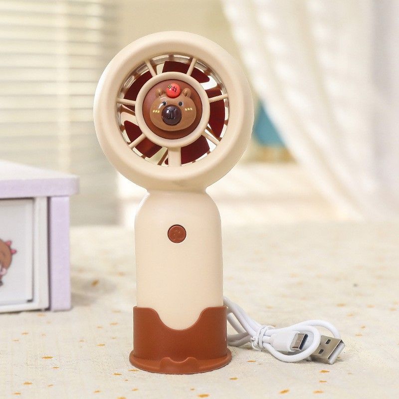 3-Gang-Handventilator in frischer Bonbonfarbe für Studenten, mit Sockel und Telefonständer, kleiner Büroventilator_voghion.com