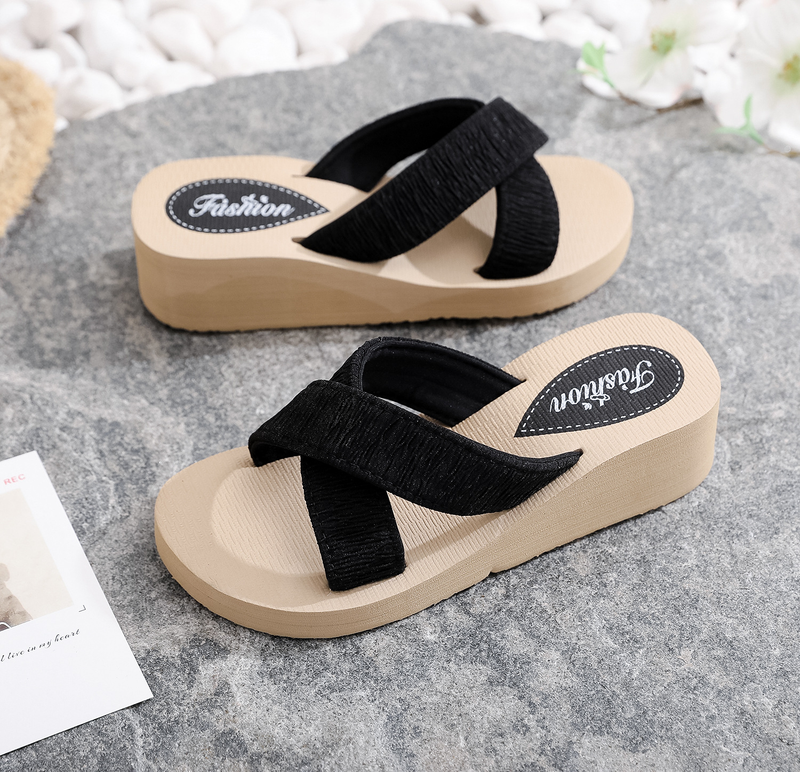 Ethnischen stil neue feste farbe dicken sohlen casual kreuz mode bonbonfarbenen frauen hausschuhe_voghion.com