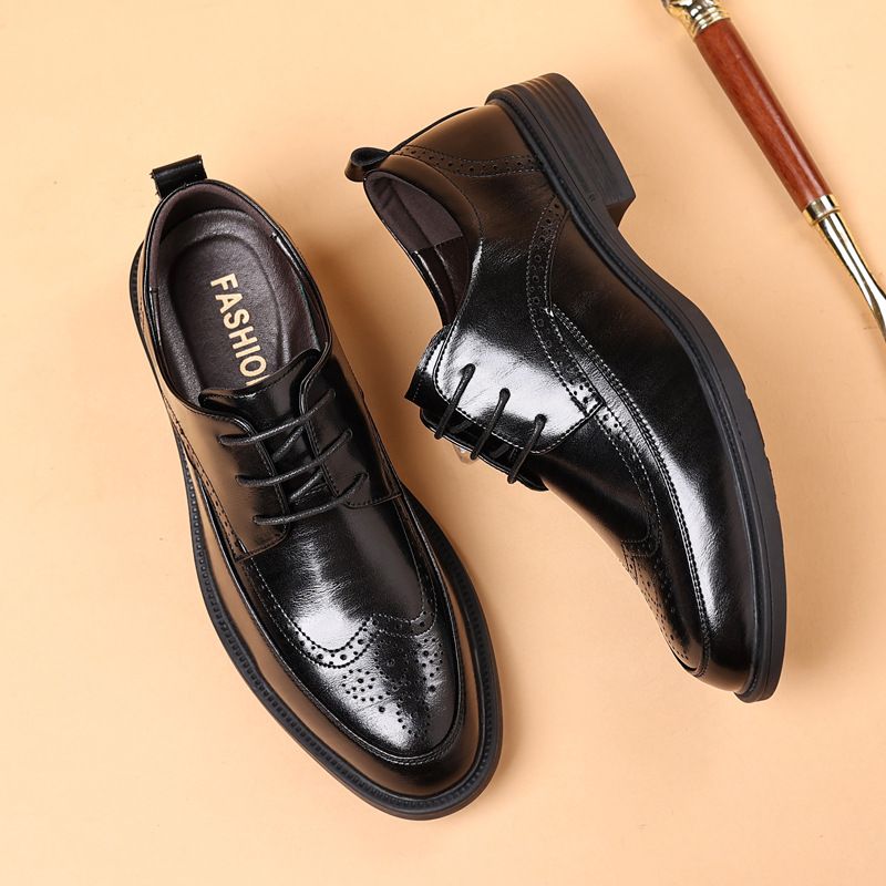 Euro Step Herbsthöhe zunehmende geschnitzte Brogue Business Formal echte Casual Herren Leder Bräutigam Schuhe_voghion.com