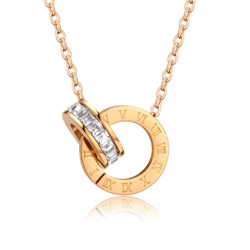 Collares de clavícula con doble anilla romana - Acero de titanio hipoalergénico - Joyería para mujer_voghion.com