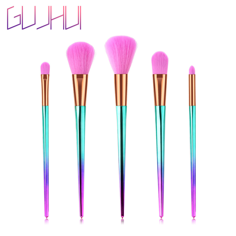 5-teiliges Make-up-Pinselset, Make-up-Tools, Augenset, Lidschattenpinsel, rosa und blauer Farbverlauf, Yuncai GUJHUI_voghion.com