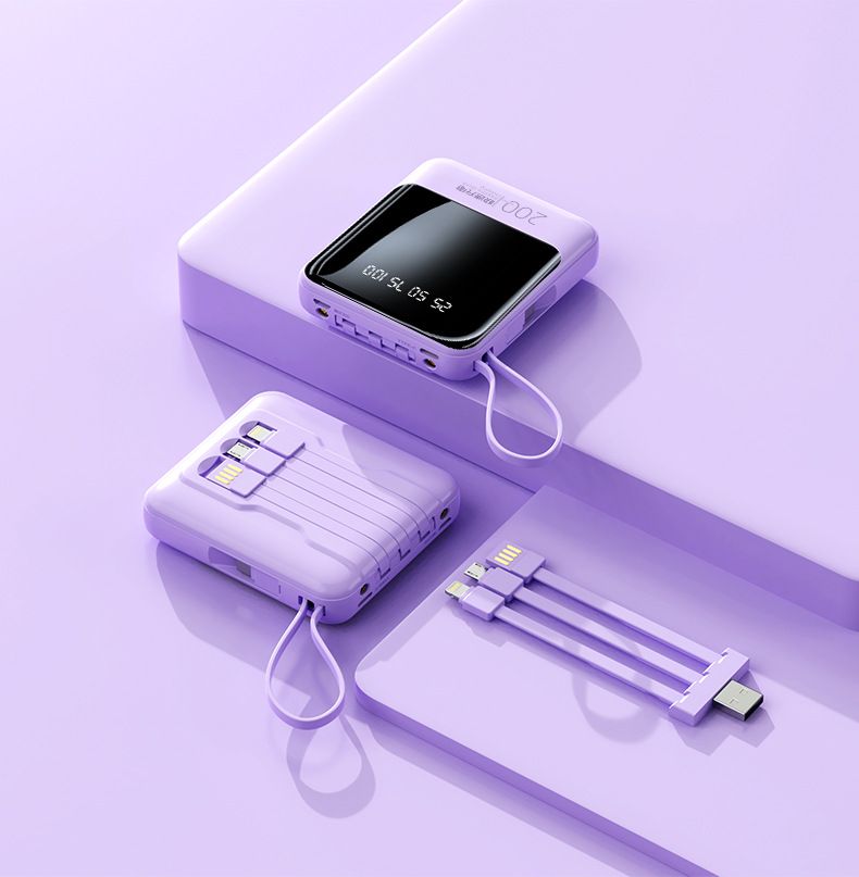 20000 mAh, 22,5 W, superschnelle Lade-Powerbank mit integriertem Kabel, kompakter tragbarer externer Akku für iPhone- und Android-Geräte_voghion.com