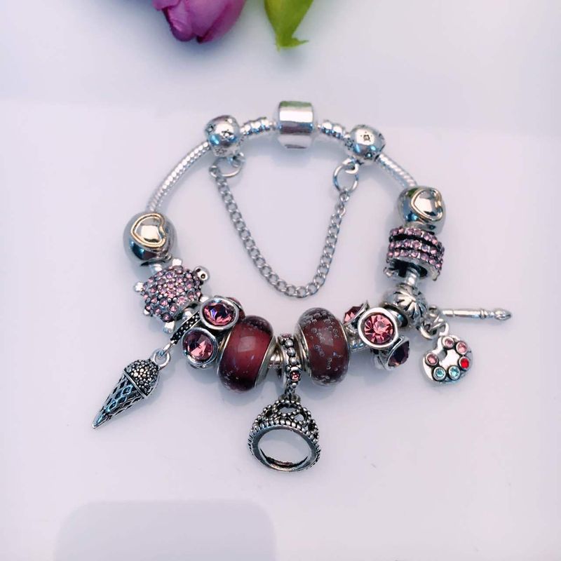 Kit fai da te per bracciale con perline Royal Crown - Ciondolo tartaruga viola e perline in lega per donne e uomini, materiali unisex per la creazione di gioielli fatti a mano_voghion.com