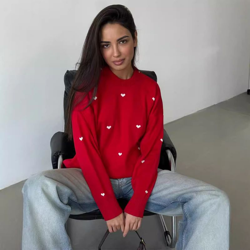 Herzmuster Herbst/Winter 2025 – Elegantes Design im europäischen und amerikanischen Stil, ideal für Pendler und Freizeit, mit Rundhalsausschnitt_voghion.com