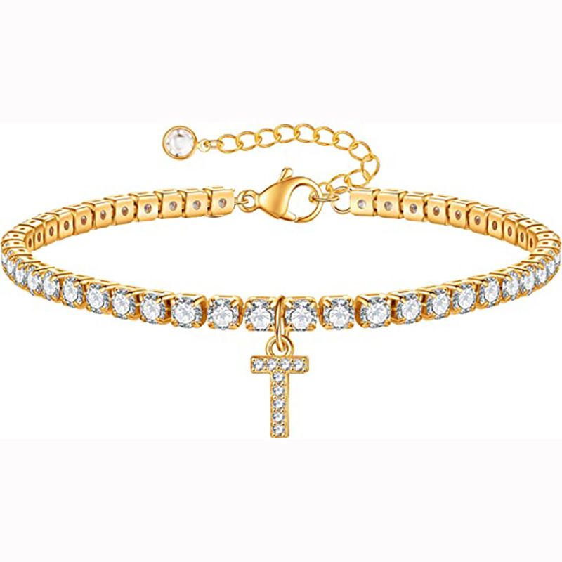 New Double Layer 26 Letter Claw Fashion Tennis Chain Inlaid With Diamonds Layered Beach Bracelet_voghion.com