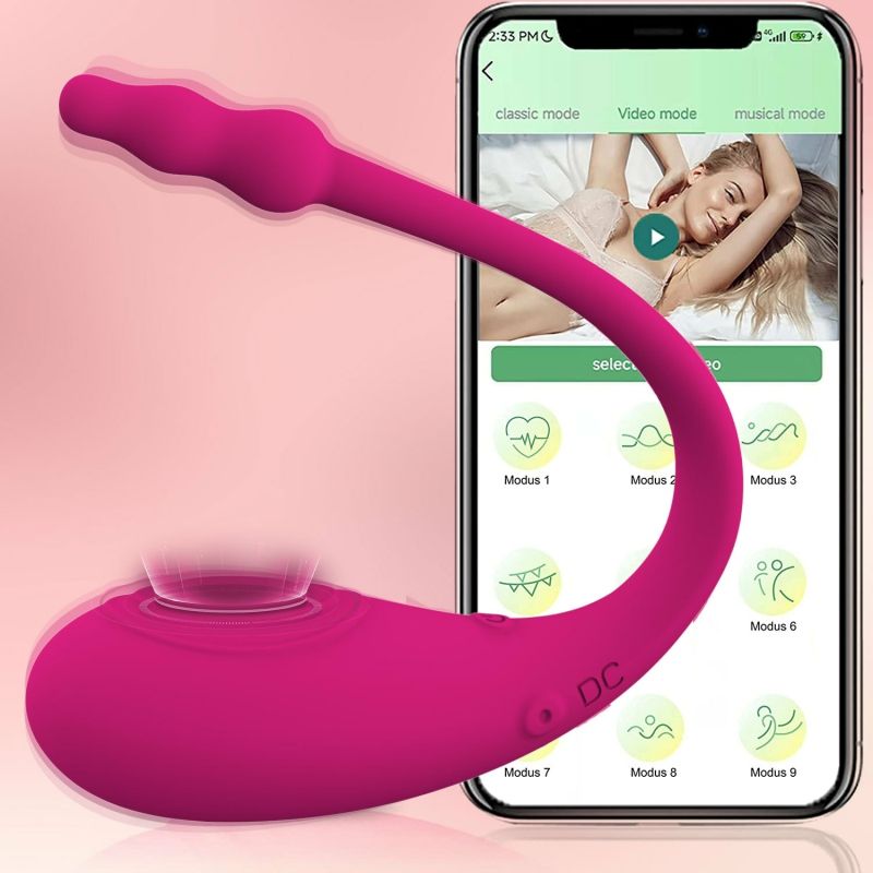 Vibromasseur gode féminin à télécommande silencieuse APP Egg_voghion.com