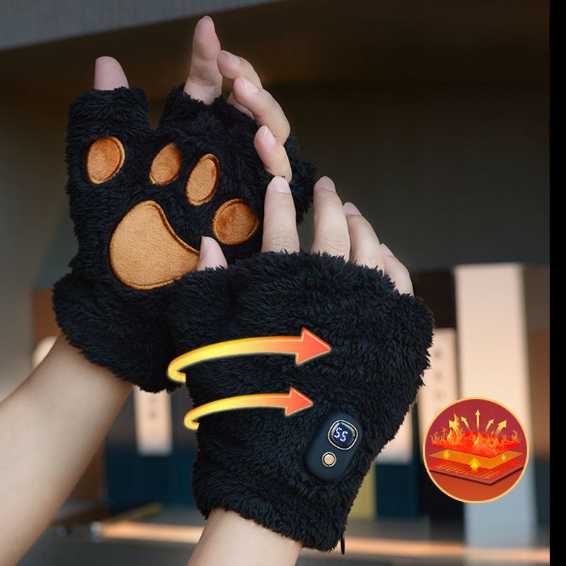 2024 New Cat Paw Hand Warmer Heating USB Rechargeable Heated Gloves High Appearance Value For Men And Women Gift_voghion.com
