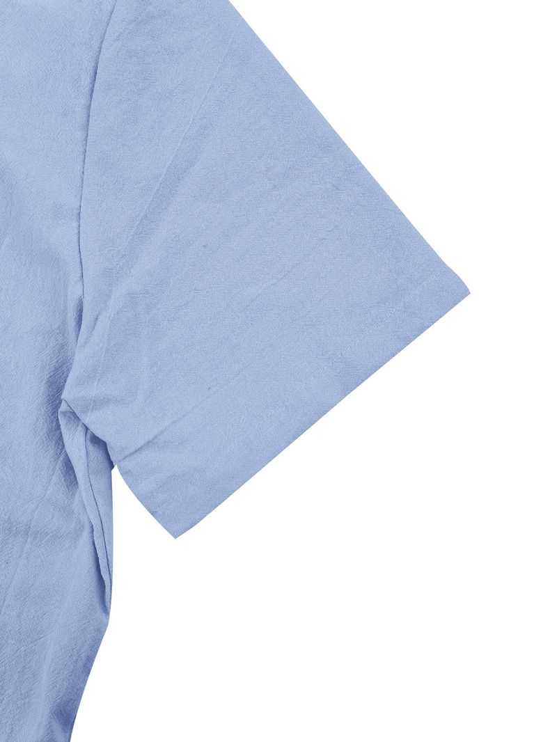 Camicia da uomo in lino a maniche corte con bottoni - Camicia casual estiva traspirante con taschino sul petto, comoda ed elegante per l'uso quotidiano_voghion.com