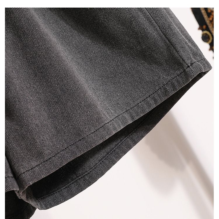 Pantaloncini in denim tencel sottile a linea A, da donna, versatili, larghi, a vita alta, con gamba larga, estate 2025_voghion.com