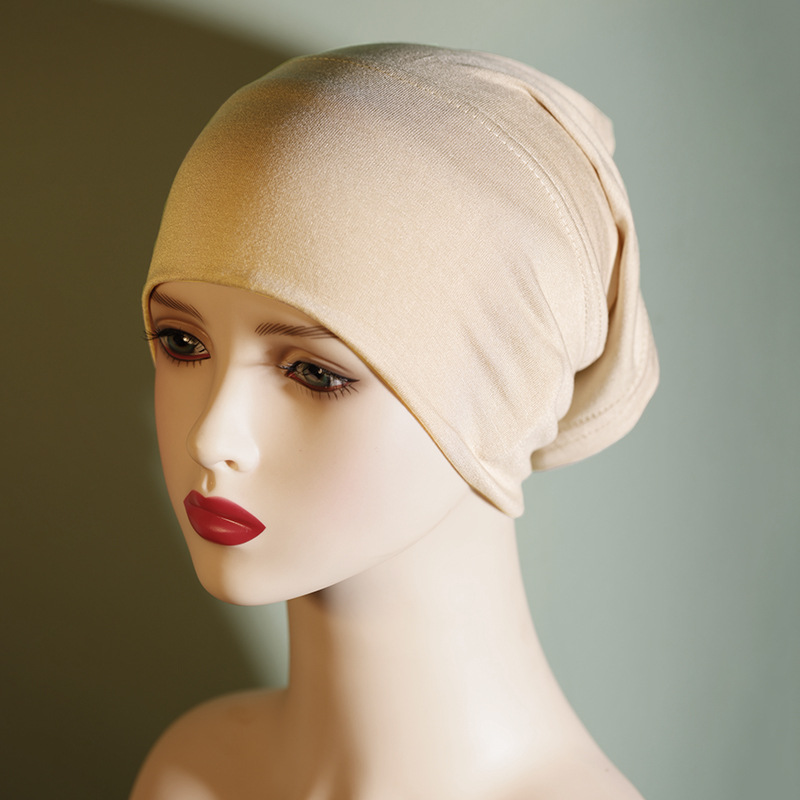 Gorro musulmán de algodón puro de color liso, con base de algodón mercerizado, elástico y transpirable_voghion.com