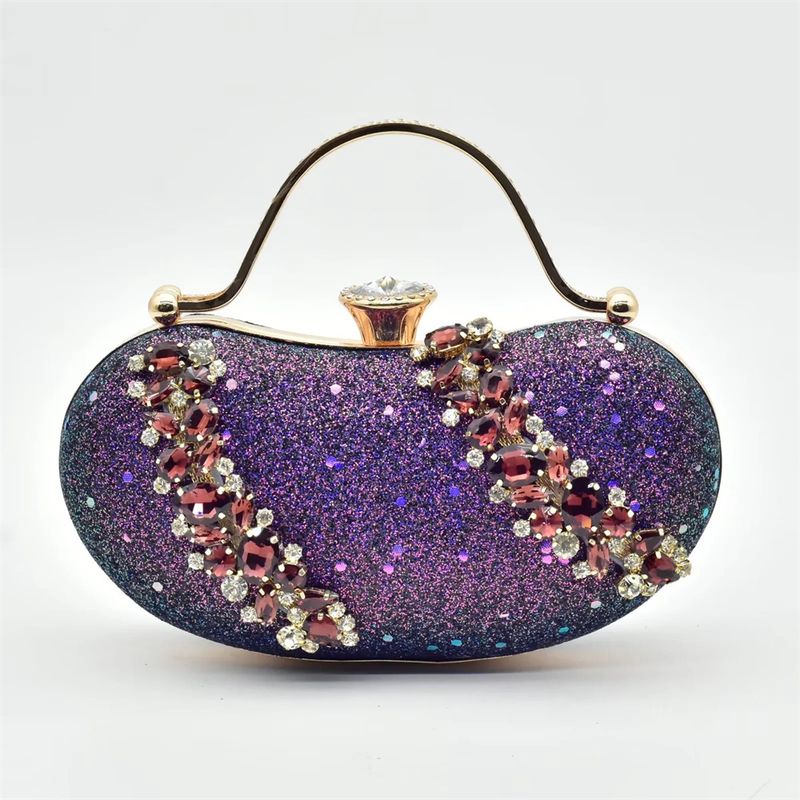 Vintage Diamant-Set klobige Sandalen mit Abendessen Tasche Set Mode Design Strass Abendtasche_voghion.com