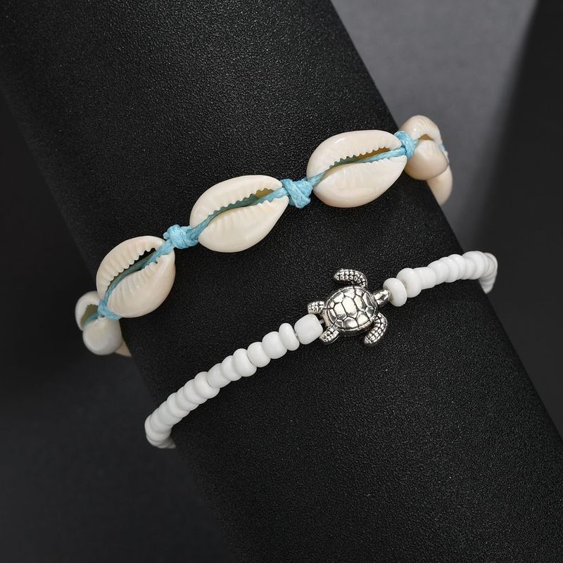 Creatieve strandzeeschildpad-schelpkralen push-pull damesenkelband 2-delige set_voghion.com